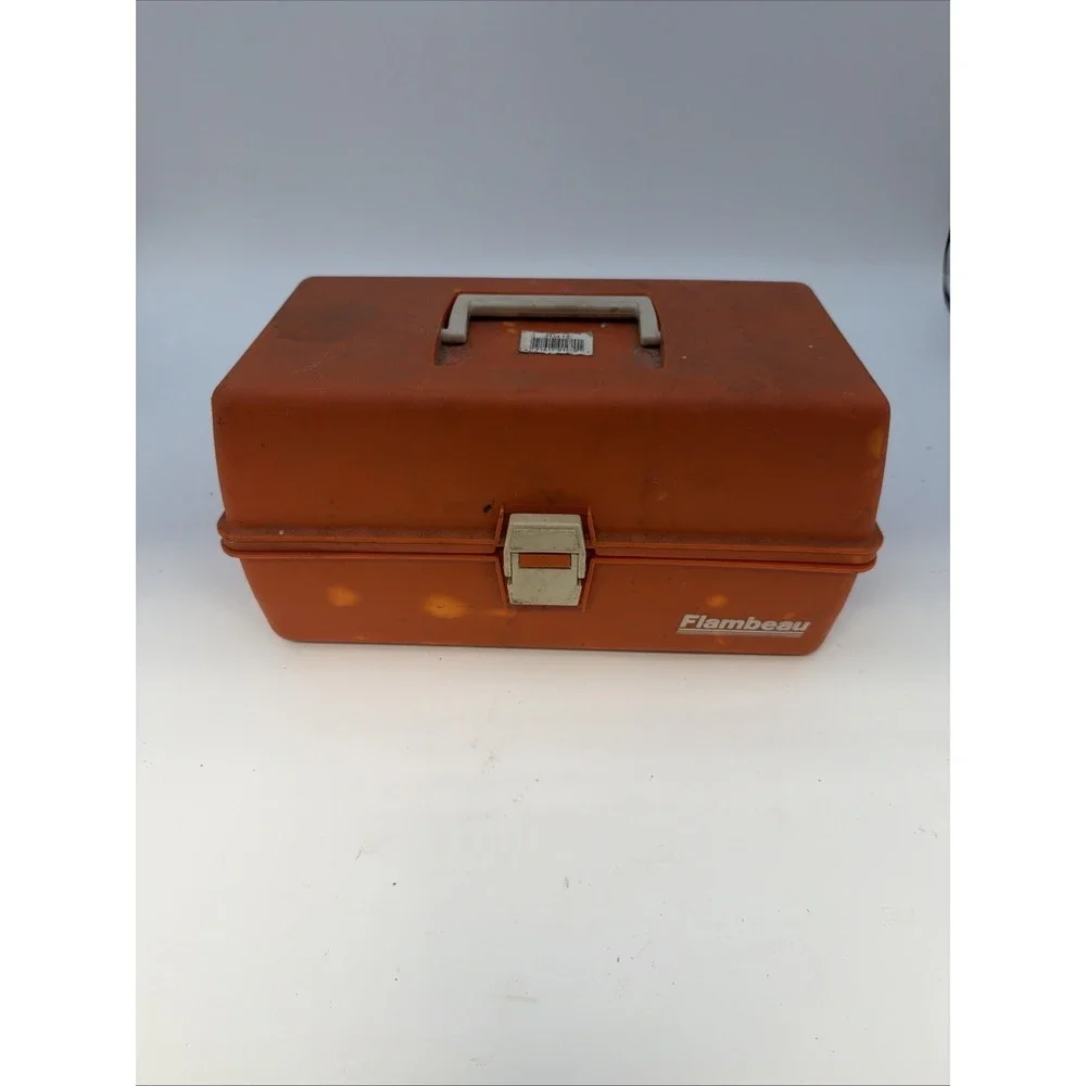 Flambeau Tackle Box PA-102 Orange Two Shelf Fishing USA Vtg